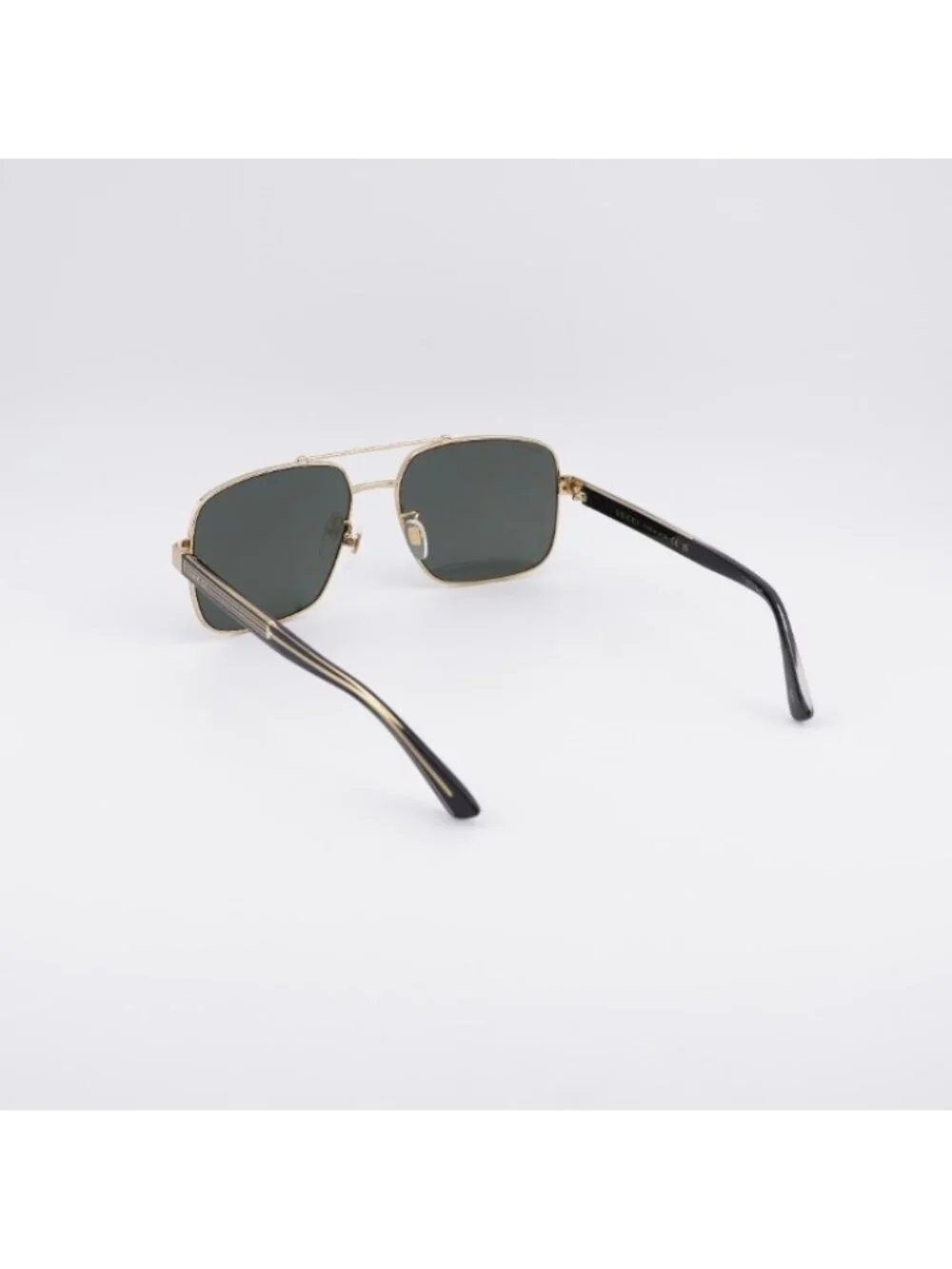Gucci GG0529S 001 Sunglasses Gold with Black Square Frame, Grey Lenses